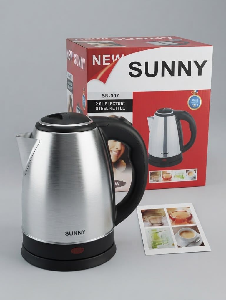 کتری برقی سانی SUNNY مدل SN-007 استیل ضدزنگ 2 لیتری با قطع‌کن خودکار