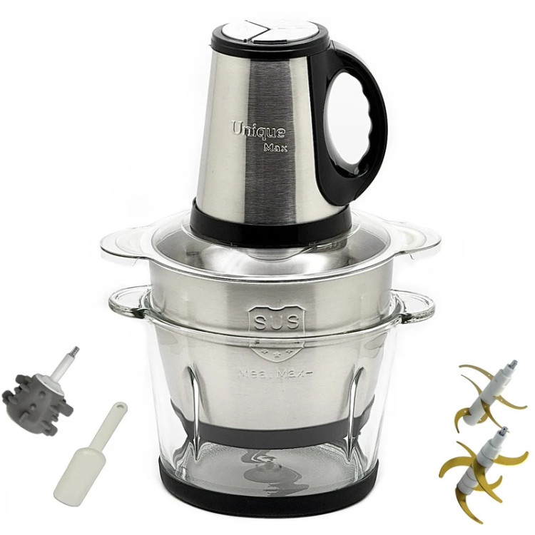 خردکن دوکاسه یونیک مکس UM-8003 ظرفیت 4لیتر توان 3800 وات دارای تیغ یدک
