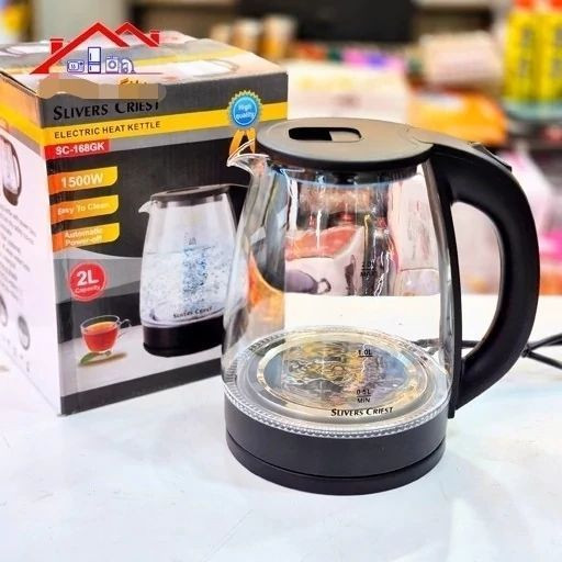 کتری برقی شیشه ای SLIVERS CRIEST مدل SC-168GK | توان ۱۵۰۰وات - 2 لیتر