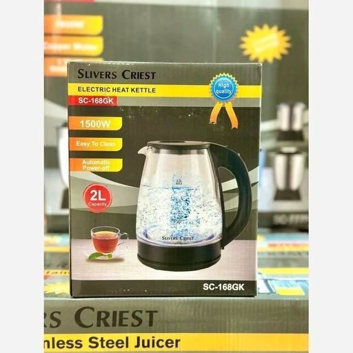 کتری برقی شیشه ای SLIVERS CRIEST مدل SC-168GK | توان ۱۵۰۰وات - 2 لیتر